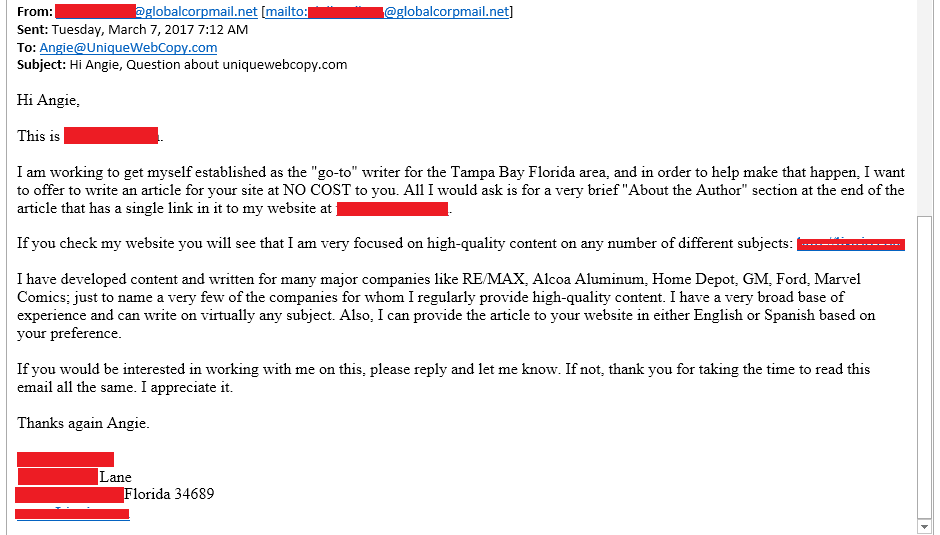 Spam Email Marketing I Received - Angie Johnston